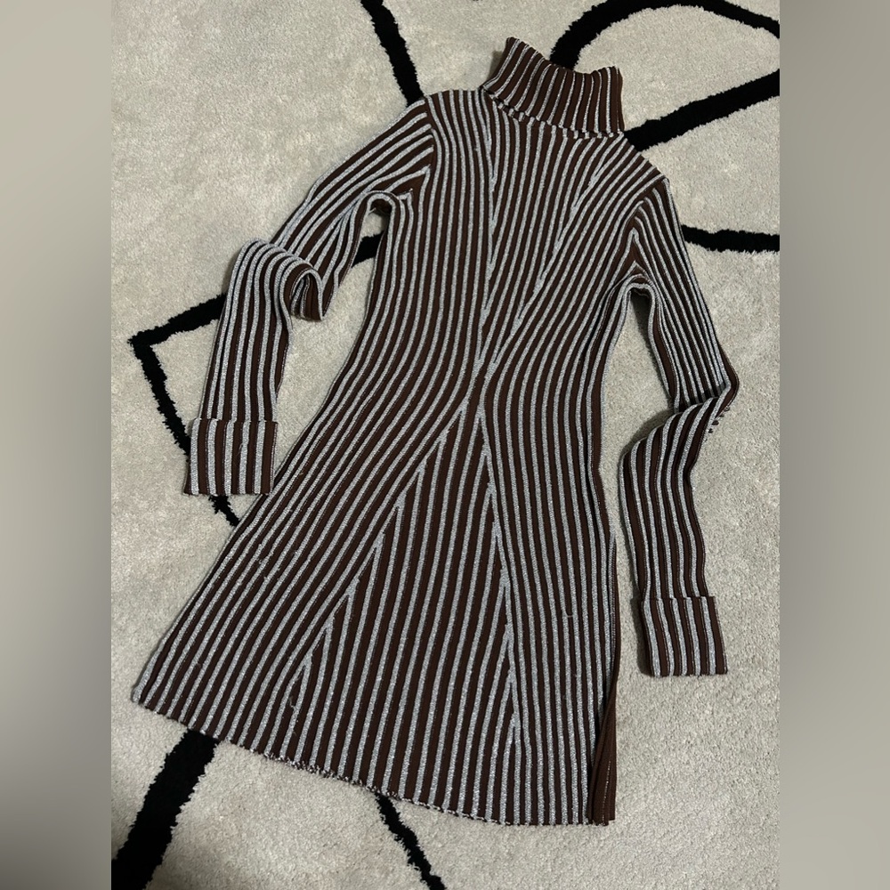 Hanifa Turtleneck Longsleeve Mini Dress with Front Slit